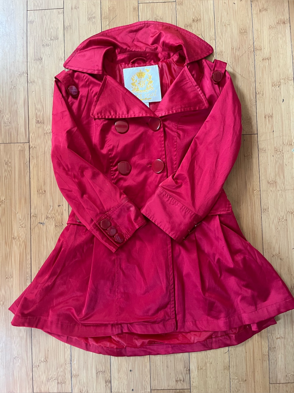 Women’s Vintage Wet Seal Bright Red Double-Breasted Pea Coat